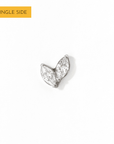 Mei Flower Bud Flatback Earring | Clear Silver