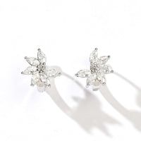 Jazlyn Petal Hoops | Clear Silver