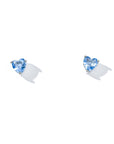 Evie Heart Studs | Silver Blue Denim