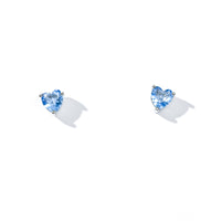 Evie Heart Studs | Silver Blue Denim