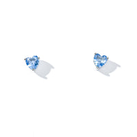 Evie Heart Studs | Silver Blue Denim