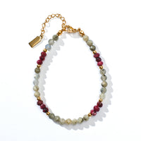 Cosmia Bracelet in Labradorite+Burgundy Chalcedony