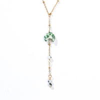 Kyra Green Spot Jasper+Moonstone Lariat Necklace