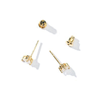 Evie Heart Studs | Gold White