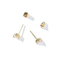 Evie Heart Studs | Gold White