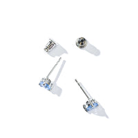 Evie Heart Studs | Silver Blue Denim