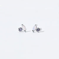 Iman Minimalist Studs | Opal Silver