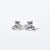 Huggie Bear Studs | Silver