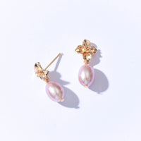 Maria Peach Pearl Dangles