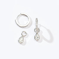 Elle 2-in-1 Hoops with Charms | Clear Silver
