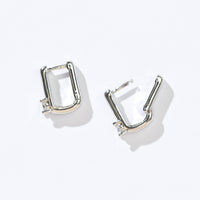 Sienna Minimalist Huggies | Clear Silver