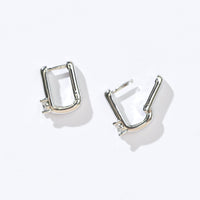 Sienna Minimalist Huggies | Clear Silver