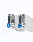 Sienna Minimalist Huggies | Royal Blue Silver