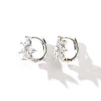Jazlyn Petal Hoops | Clear Silver