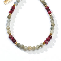 Cosmia Bracelet in Labradorite+Burgundy Chalcedony