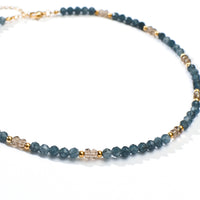 Shan Blue Sapphire+Brown Calcedony Necklace