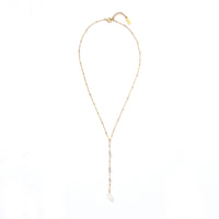 Savannah Labradorite+White Quartz Lariat Necklace