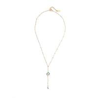 Kyra Green Spot Jasper+Moonstone Lariat Necklace