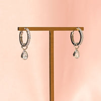 Elle 2-in-1 Hoops with Charms | Clear Silver