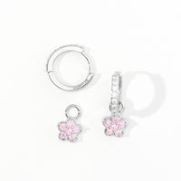 Aina 2-in-1 Hoops with Charms | Pink Silver