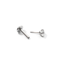 Carrey Round 3mm Flatback Earring |Clear Silver