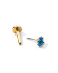 Carrey Round 3mm Flatback Earring |Sapphire Gold