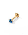 Carrey Round 3mm Flatback Earring |Sapphire Gold