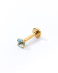 Carrey Round 3mm Flatback Earring |Baby Blue Gold