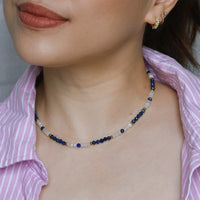 Marina Lapis Lazuli+White Chalcedony Necklace