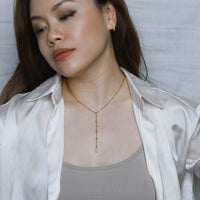 Savannah Labradorite+White Quartz Lariat Necklace