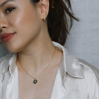 Theia Coin 6.5 carat Green Aventurine with White Topaz (S925)