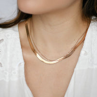 Raven 5MM Herringbone Necklace | Rose Gold