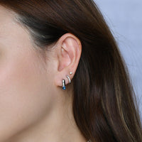 Sienna Minimalist Huggies | Royal Blue Silver