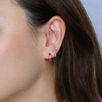 Kaia Mini Huggies | Ruby Red Rose Gold