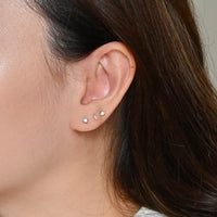 Sloane 3mm Studs | Silver White