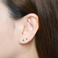 Carrey Round 3mm Flatback Earring |Sapphire Gold
