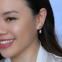 Maria Peach Pearl Dangles