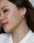 Red Elara Pearl Dangles | Silver