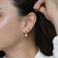 Red Camille Pearl Dangles | Silver