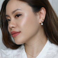 Red Elara Pearl Dangles | Gold