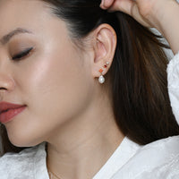 Red Camille Pearl Dangles | Gold