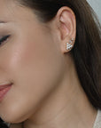 Ebony Tree Studs | Gold White