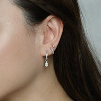 Elle 2-in-1 Hoops with Charms | Clear Silver