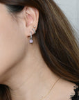 Aina 2-in-1 Hoops with Charms | Pink Silver