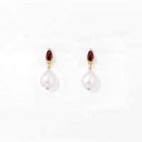 Red Elara Pearl Dangles | Gold
