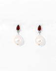 Red Elara Pearl Dangles | Silver