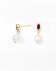 Red Elara Pearl Dangles | Gold