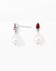Red Elara Pearl Dangles | Silver