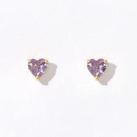 Evie Heart Studs | Gold Lavender