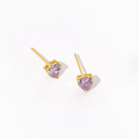 Evie Heart Studs | Gold Lavender